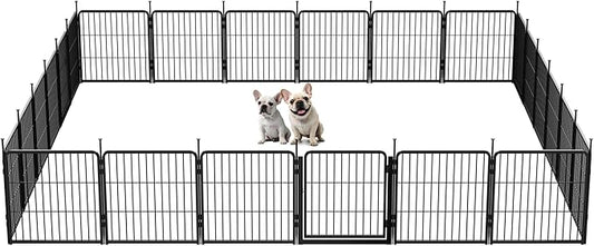 SunsGrove Dog Playpen Outdoor, Heavy Duty 24 Inch 24 Panels Dog Playpen for Small and Puppy Dogs, Free and Safe Play Dog Fence Indoor, Black
