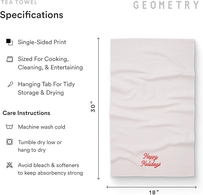 GEOMETRY Christmas Kitchen Towels - Quick Dry Microfiber Cloth Dish Towels for Kitchen Drying - Premium Quick Dry Towel - Seasons Stripes
