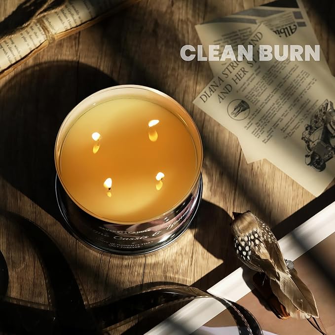 4EVER Scented Candles | 4-Wick 18oz Soy Wax Candle | Up to 50Hrs Clean Burn | Aromatherapy Candles for Home Scented | Gifts for Women & Mom, Champagne Cassis & Honey