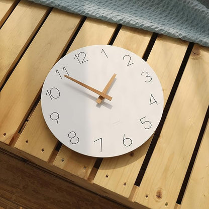 mooas Flatwood Wall Clock, Analog Wall Clock, Silent Non-Ticking 12 inch Modern Wall Clocks Battery Operated for Office, Home, Bathroom, Kitchen, Bedroom, School, Living Room