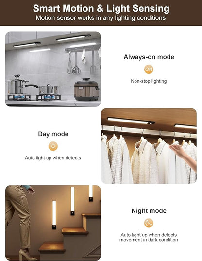 12inch Rechargeable Under Cabinet Lighting,56 LED -3 Color& 7 Levels Under Cabinet Lighting Wireless,3000mah Dimmable Magnetic Cabinet Lighting,Punch-Free Smart Sensor Magnetic Rechargeable led Lights