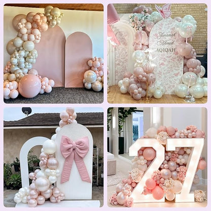 Dusty Pink Balloons, 12 Inch Double Stuffed Blush Pale Light Pink and Pearl Balloon Clear Balloon for Women Girls Baby Shower Bridal Shower Wedding Boho Birthday Party Decorations