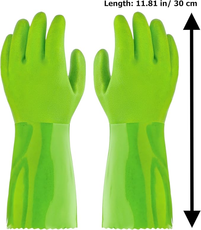 kitchen-star Ultimate Rubber Household PVC Gloves with Comfortable Cotton Lining, Anti-Slip surface, Kitchen Dishwashing, Extra Thickness, Kitchen Cleaning, Working, Painting, Pet Care (Large, Green)