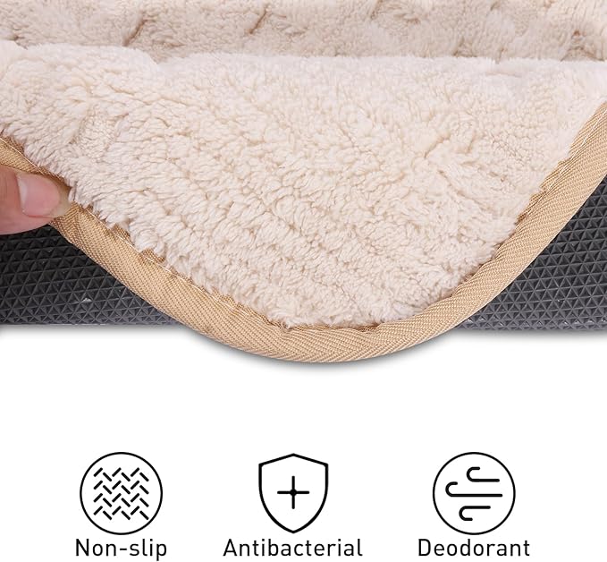 Bath Mats 30x20 Non-Slip Absorbent Bathroom Rug, Quick Dry Machine Washable Shower Tub Mat with Rubber Backing, Soft Floor Carpet for Bathroom Decor Waffle White