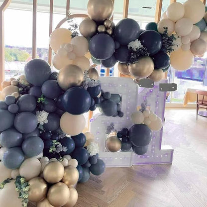 PartyWoo Dusty Blue Balloons 50 pcs 12 Inch Boho Slate Blue Latex Helium Balloons for Graduation Baby Shower Gender Reveal Wedding Anniversary Birthday Party Decorations Blue-F15
