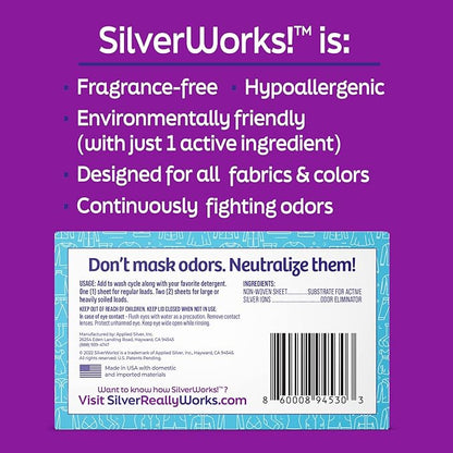 Deodorizer Laundry Odor Eliminator For Clothes - Natural Silver Ion Infused Washer Sheets - Laundry Deodorizer Odor Eliminator - Lasting Laundry Odor Remover Dryer Deodorizer –24 Loads