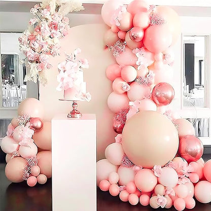 PartyWoo Light Pink Balloons 50 pcs 12 Inch Pastel Baby Pale Pink Orange Latex Helium Balloons for Baby Shower Gender Reveal Engagement Wedding Princess Birthday Party Decorations Pink-Q18