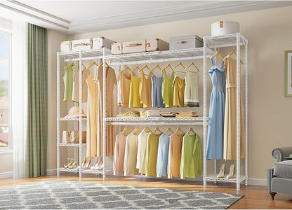 VIPEK X40 Expandable Large Reach-in Closet Rack Adjustable from 6'4" to 8'2'' with Extendable Shelves and Hanger Rods, Walk-in Clothes Rack Mental Freestanding Clothing Racks, Max Load 1240LBS, White
