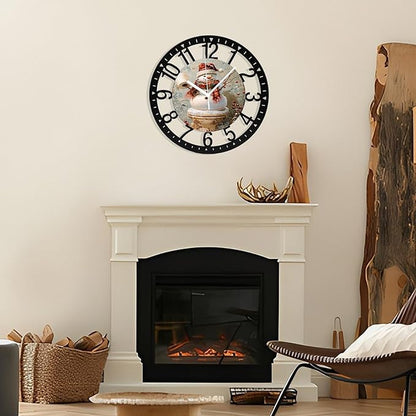 Wall Clock 10 Inch Silent Non-Ticking Modern Clocks Battery Operated - Analog Small Classic for Office, Home, Living Room,Bathroom, Kitchen, Bedroom, School,Snowman Clock