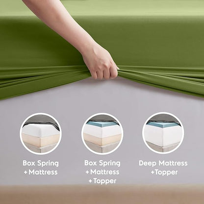 Nestl California King Sheet Set - 1800 Ultra-Soft Microfiber Cal King Bed Sheets - Double Brushed - Deep Pockets - Easy Fit - 4 Piece Set - Bed Sheets (California King, Calla Green)
