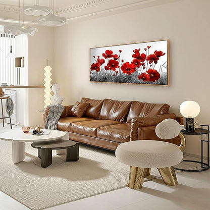 YYYYHPP WKYP2375 Canvas Wall art Black and White Plant Red Flower Canvas Print Wall Art Painting for Living Room Bedroom Kitchen Home and Office Wall Decor