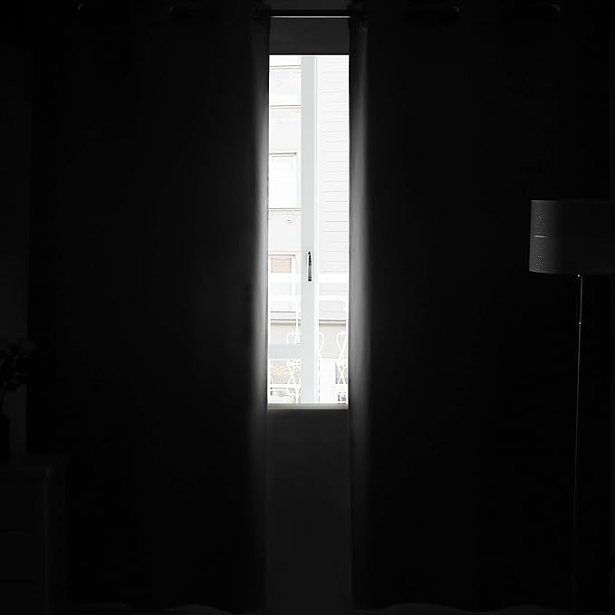 DWCN Black Blackout Curtains Blocking Light Room Darkening Thermal Insulated Grommet Window Curtain for Bedroom Living Room Privacy Solid Drapes 38 x 72 Inches Length, Set of 2 Thick Panels