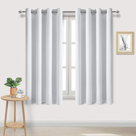 DWCN Curtains for Bedroom, Room Darkening Thermal Insulated Living Room Drapes, W52 x L72 Inches Long, Set of 2 Greyish White Grommet Panels