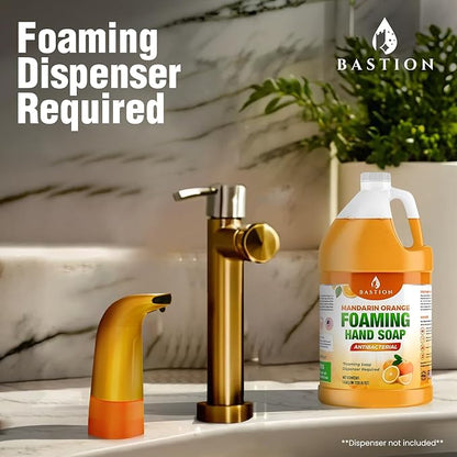 Bastion Foaming Antibacterial Hand Soap: Mandarin Orange Scented Refill 4 Gallons (512 oz) Bulk Hand Wash