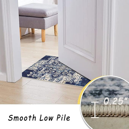 vivorug Runner Rug 2x10 Machine Washable Rug with Non-Slip Backing, Ideal for Kitchen Hallway Entryway Laundry Room - Vintage-Inspired, Durable, Easy Clean, Low Pile Carpet Runner, Navy Blue