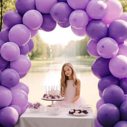 130PCS Dark Purple Balloons, Latex Balloon Different Sizes 18/12/10/5 In, Helium Balloons with Ribbon, Party Balloon Set for Birthday Wedding Graduation Anniversary Baby Shower Decoration