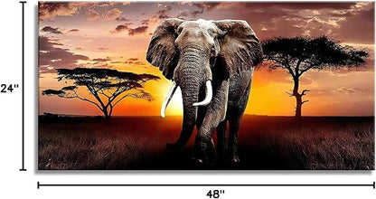 XXMWallArt FC3062 Canvas Wall Art Elephant Picture African Wild Animals Artwork Painting Print for Living Room Bedroom Kitchen Home and Office Wall Decor
