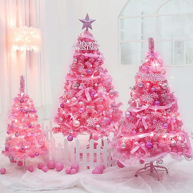 Pink String Lights with 100 Clear Bulbs on White Wire - 26.5 FT Waterproof Connectable Mini Tree Lights for Indoor Outdoor Use Party Holiday Patio Decorations