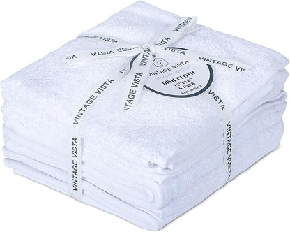 Vintage Vista 100% Cotton Dish Cloths (Pack of 6) - Dish Rags for Washing Dishes - Reusable & Highly Absorbent Kitchen Towels - Kitchen Rags for Christmas - (12" x 12" - White II)