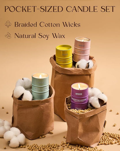 Spring Candles Set | Floral Scented Candles Gift Set | 4 Pack Candles for Home Scented Candle,Citrus Lemon Lavender Rose Sage Candle Bulk,Gift Set for Women and Men,Soy Wax 14 oz 86 Hour