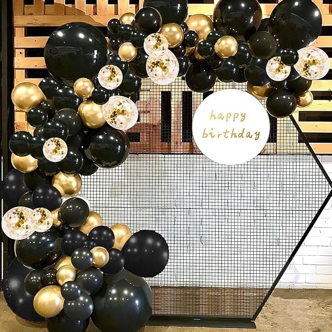 Black and Gold Balloons,75PCS Gold and Black Balloons,12in and 5in Black Gold Latex Party Balloons for Birthday, New Years, Wedding, Graduation Decorations