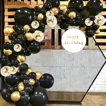 Black and Gold Balloons,75PCS Gold and Black Balloons,12in and 5in Black Gold Latex Party Balloons for Birthday, New Years, Wedding, Graduation Decorations