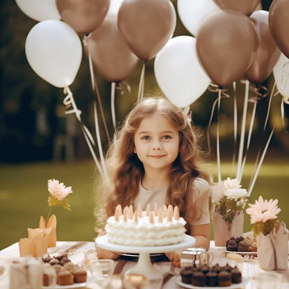 130PCS Cocoa Balloons, Latex Balloons Different Sizes 18/12/10/5 Inch, Helium Balloons with Ribbon, Party Balloon Set for Birthday Wedding Graduation Anniversary Baby Shower Decorations.