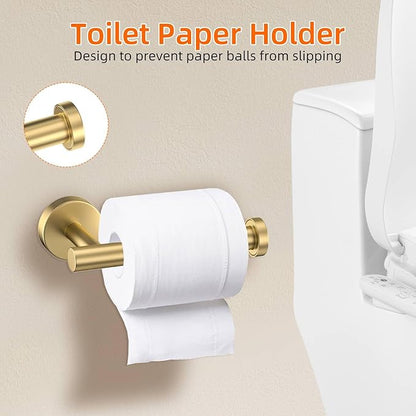 10-Piece Gold Bathroom Hardware Accessories Set-Brushed Gold Towel Bar Set,SUS304 Stainless Steel Towel Rack Set for Bathroom-Wall Mounted,23.6-Inch Towel Holder Set