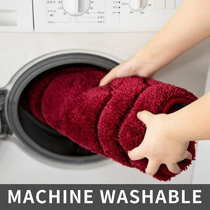 COSY HOMEER Extra Thick Bath Linen Sets Rugs for Bathroom - Anti-Slip Bath Mats Soft Plush Yarn Shaggy 100% Strong Polyester Living Room Bedroom Water Absorbent(Red,24x36 - Inches)