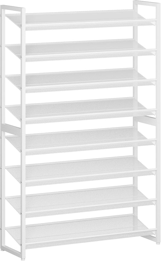 Shoe Rack,8 Tier Metal Shoe Organizer,Max Holds 40 Pairs,Heavy Duty Shoes Shelf for Garage, Entryway, Closet,White