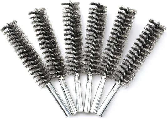 6pcs Pipe Cleaning Brush Set Stainless Steel Bristles, Stainless Steel Pipe Brush for Auto Parts, Tubes, Etc. (1 1/10"(28mm))