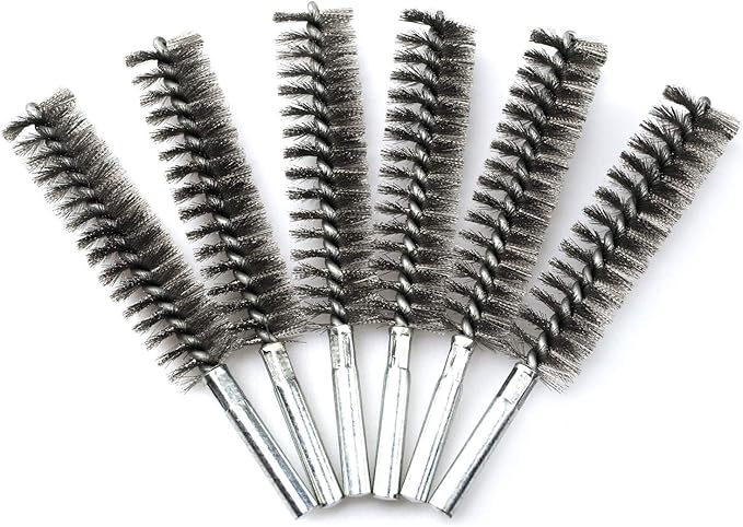 6pcs Pipe Cleaning Brush Set Stainless Steel Bristles, Stainless Steel Pipe Brush for Auto Parts, Tubes, Etc. (3/5"(15mm))