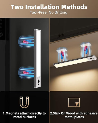 EZVALO 5 Pack Under Cabinet Lighting, Rechargeable Motion Sensor Light, LED Closet Lights Wireless, 3500K Dimmable, Timer, Magnetic, with Remote Control for Kitchen, Closet, Stair