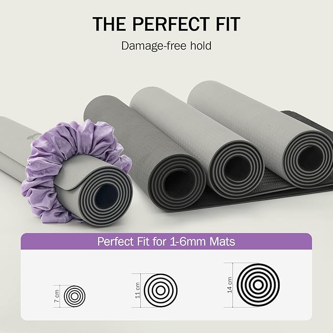 Slim Panda Yoga Mat Scrunchie, Secures Your Mat In Style & Cute, Durable Stretchable Velvet Fabric Yoga Mat Carrying Strap Fits All Standard Yoga Mats (mat not included)
