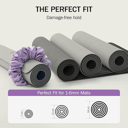 Slim Panda Yoga Mat Scrunchie, Secures Your Mat In Style & Cute, Durable Stretchable Velvet Fabric Yoga Mat Carrying Strap Fits All Standard Yoga Mats (mat not included)