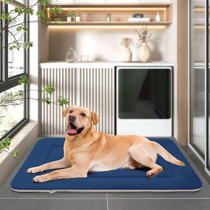 JoicyCo Dog Bed Soft Dog Crate Pad Mat for Medium/Large Dogs 36 in Non-Slip Bottom Washable Dog Sleeping Mattress Pet Beds Cat Beds Kennel Pads, Dark Blue