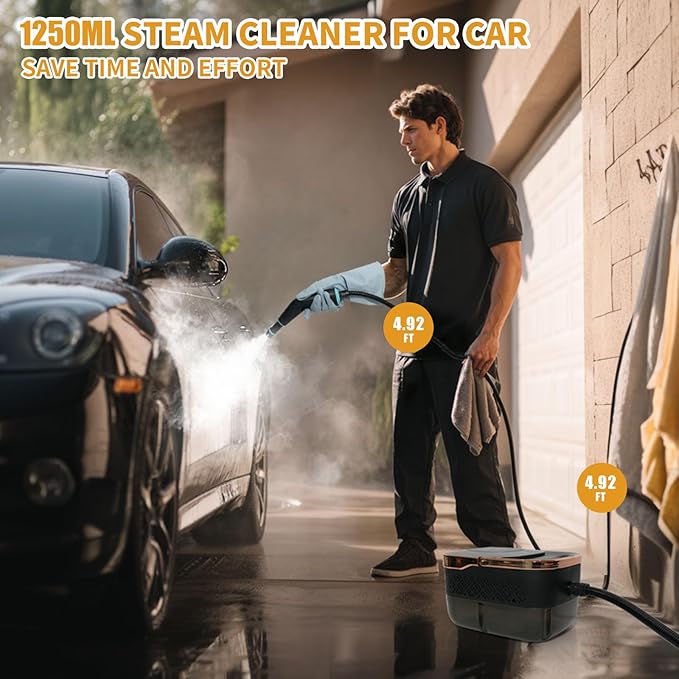 Handheld Steam Cleaner,15s Heat-Up,42.27oz Tank,6-Level Adjustable,2500W Portable Steamer for Cleaning with 11PCS Accessories,Steam Cleaner for Home,Car,Kitchen,Bathroom,Furniture,Floor,Grout