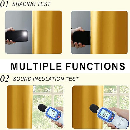 XWZO Full Shading Blackout Curtains 84 Inches Length with Tiebacks- Heat and Light Blocking Ring Top Window Drapes with Black Liner Backing for Bedroom, Yellow, W52 x L84, Set of 2 Panels