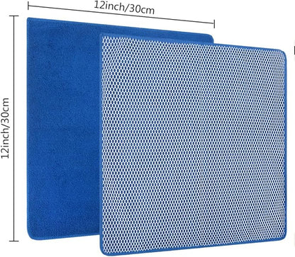 SINLAND Absorbent Microfiber Dish Cloth Dish Rags Best Kitchen Cloths Cleaning Cloths with Poly Scour Side 12Inchx12Inch 10 Pack Dark Blue