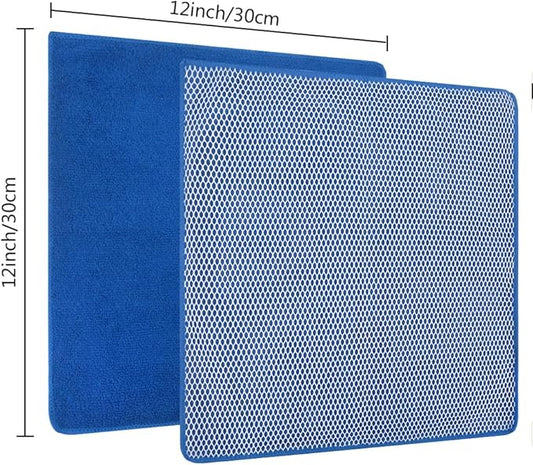 SINLAND Absorbent Microfiber Dish Cloth Dish Rags Best Kitchen Cloths Cleaning Cloths with Poly Scour Side 12Inchx12Inch 10 Pack Dark Blue
