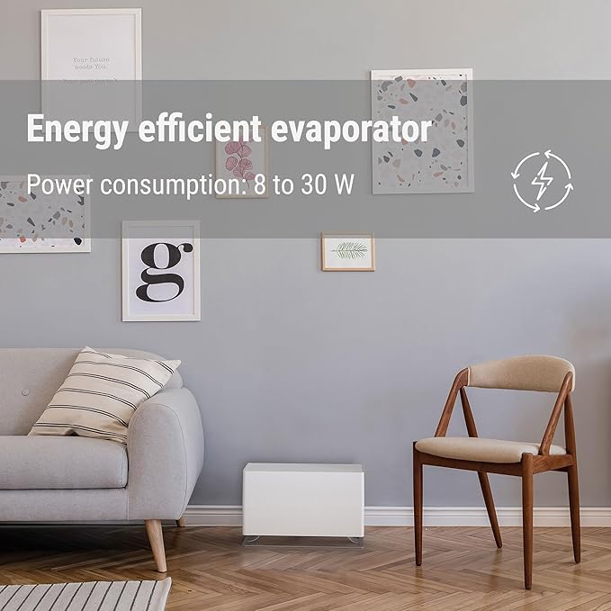 Stadler Form humidifier Oskar big, energy-saving humidifier for rooms up to 1077 square feet, evaporator with automatic switch-off, dimmable LEDs, very quiet, white