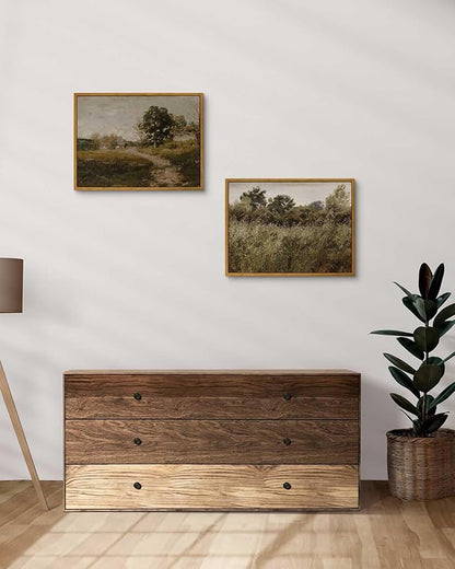 InSimSea Framed Canvas Wall Art Decor, Vintage Countryside Decor for Living Room Bedroom, Eathry Moody Art, Painting for Bathroom Office Hallway Room, 12"x16"