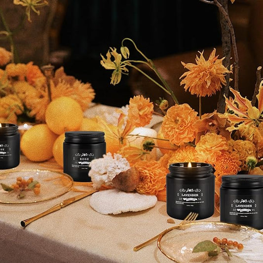 Scented Candles Gifts Set 24 Pack Soy Wax Travel Tin Jar Candles for Home 3.05 OZ for Mom for Christmas, Birthday, Thanksgiving, Mother's Day(Black)