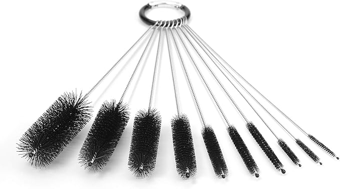 8.2 Inches Nylon Tube Brush Set, Nylon Bottle Cleaning Brush Set, 10 Pieces Variety Pack for Glasses Drinking Straws, Keyboards, Jewelry Cleaning, Antistatic Brushes, Pipe Brushes (Set of 10)