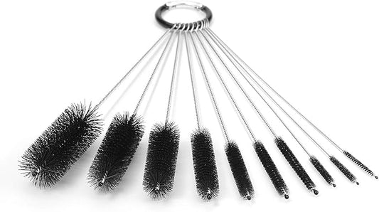 8.2 Inches Nylon Tube Brush Set, Nylon Bottle Cleaning Brush Set, 10 Pieces Variety Pack for Glasses Drinking Straws, Keyboards, Jewelry Cleaning, Antistatic Brushes, Pipe Brushes (Set of 10)