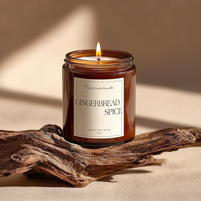 Gingerbread Spice Candles for Home Scented, Natural Soy Wax Aromatherapy Non Toxic Christmas Candle with Long Lasting Burn, Xmas Jar Candle Gifts for House Fragrance Decoration (9oz)
