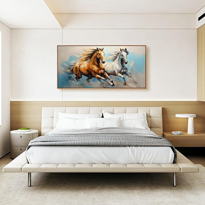 YYYYHPP WKYP2275 Wall Art Horses Pictures Canvas Wall Art Wood Framed Canvas Prints Painting Horses Pictures Ready to Hang for Living Room Bedroom Kitchen Home and Office Wall Decor