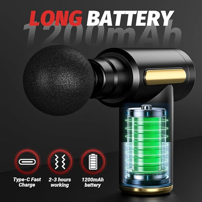 Massage Gun, Small Travel Tool, Massage Gun Deep Tissue,Percussion Handheld Portable Muscle Massager Tool for Full Body Pain Relief, Ideal Gifts for Men, Women(Black)
