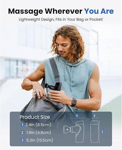 BOB AND BRAD M7 Plus Mini Massage Gun with Heat, Pocket-Sized Heated Deep Tissue Massager, Portable Percussion Muscle Travel Massager Gun, Ultra Light Small & Quiet Massage Gun