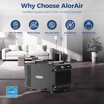 ALORAIR 145 Pint Crawl Spaces Dehumidifier with Pump and Drain Hose, Energy Star Certified, Auto Defrost for Crawlspaces, Commercial, Basements, and Large Rooms up to 1800 Sq.Ft